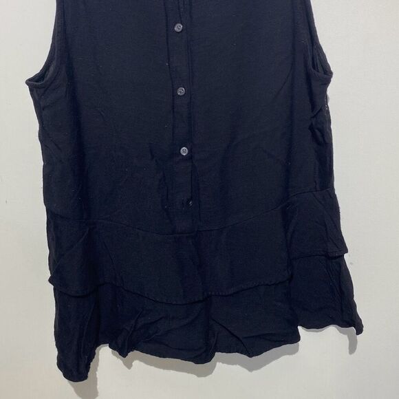 Loft Women's Black Button Front Layered Sleeveless Blouse Size Medium - Picture 2 of 6